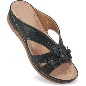 Womens Wedge Sandals Slip On Summer Platform Slides Comfy Open Toe Shoes